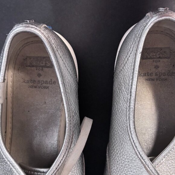 Keds x Kate Spade New York Silver Leather Lace-Up Sneakers Women’s 7.5 Metallic - Picture 5 of 16